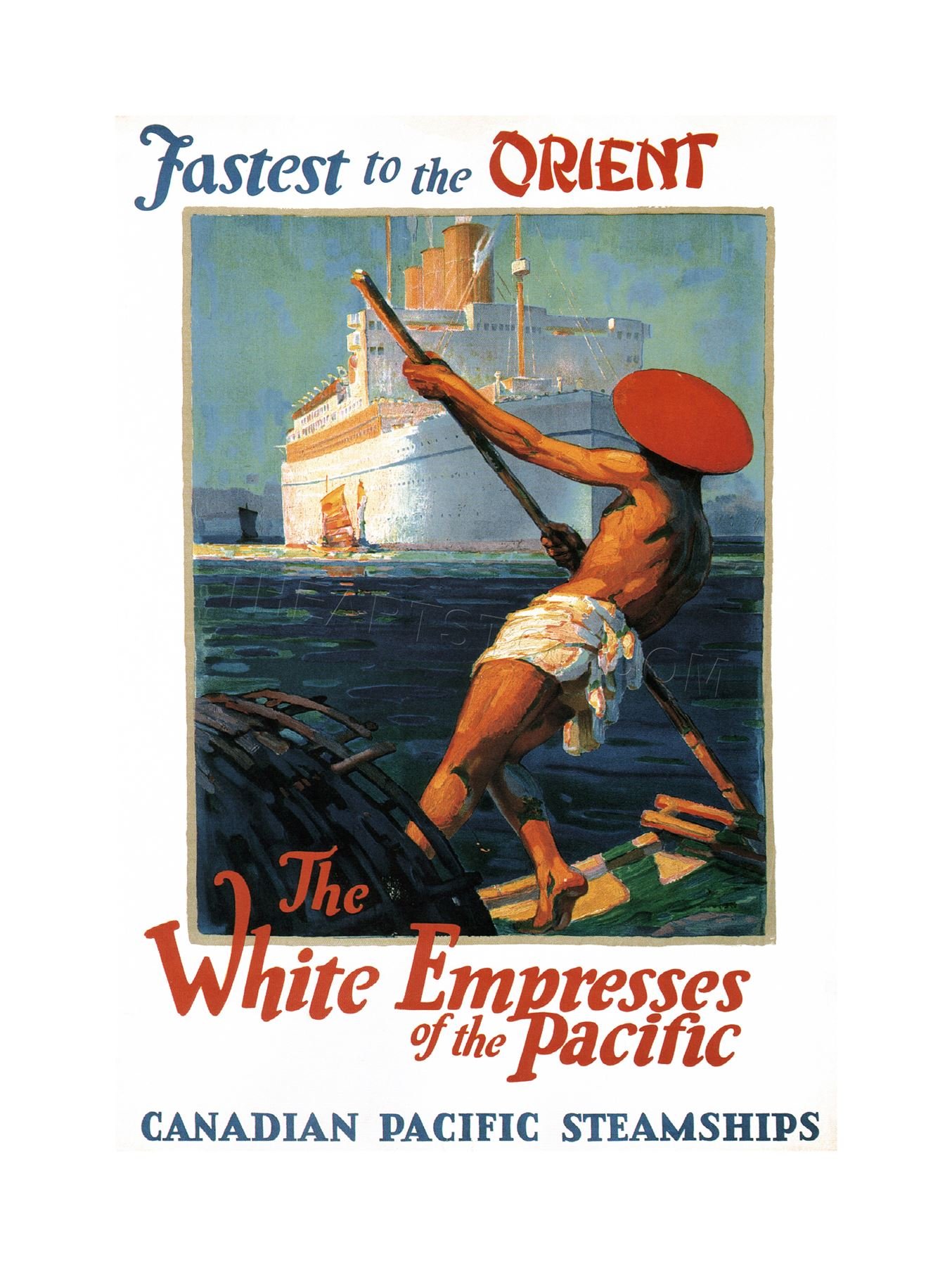 Wee Blue Coo Travel Empress Pacific Cruise Ship Canada Orient Advert Wall Art Print