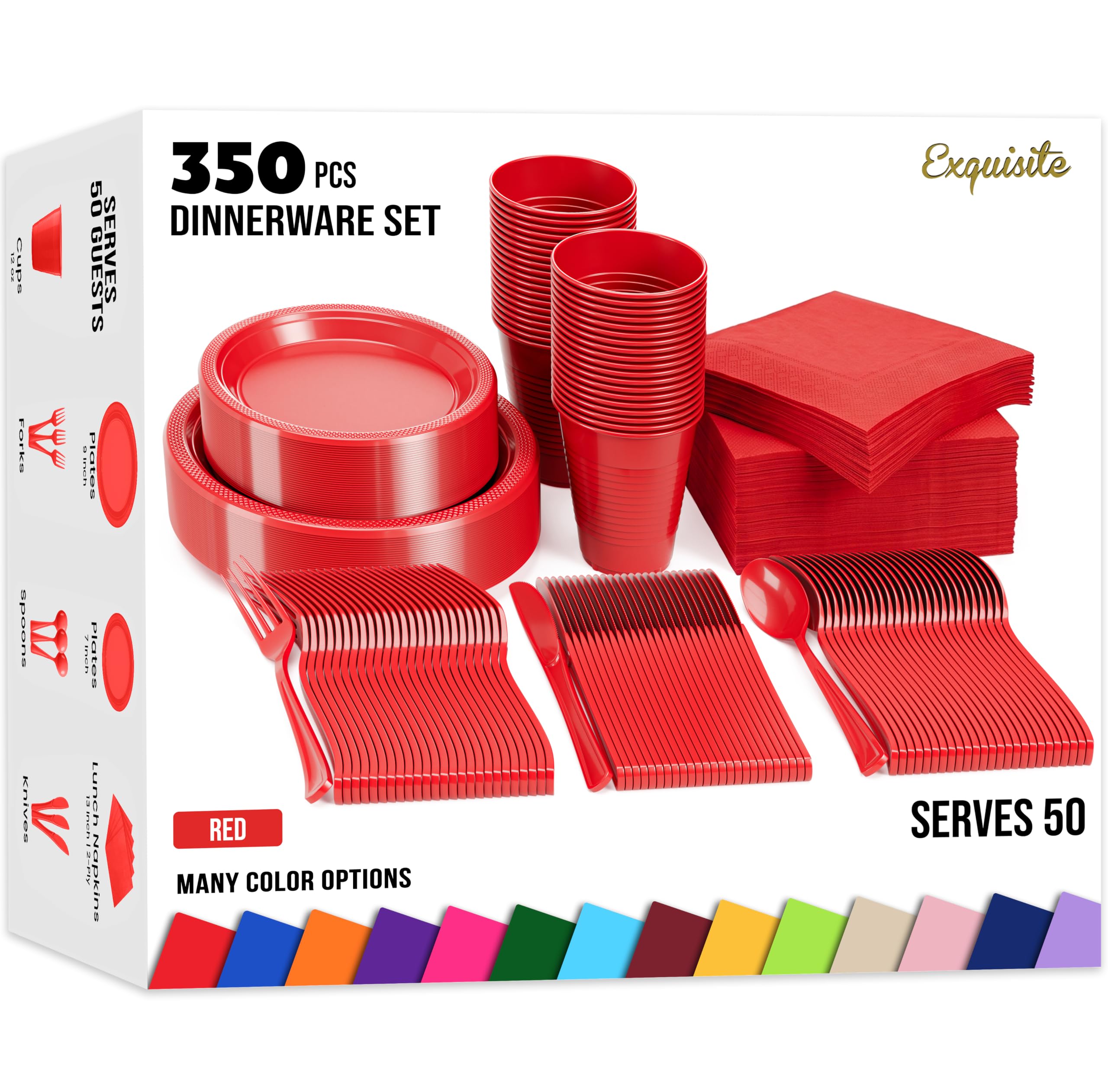 Exquisite 350 Pcs Red Plates and Napkins Party Supplies Plate Sets