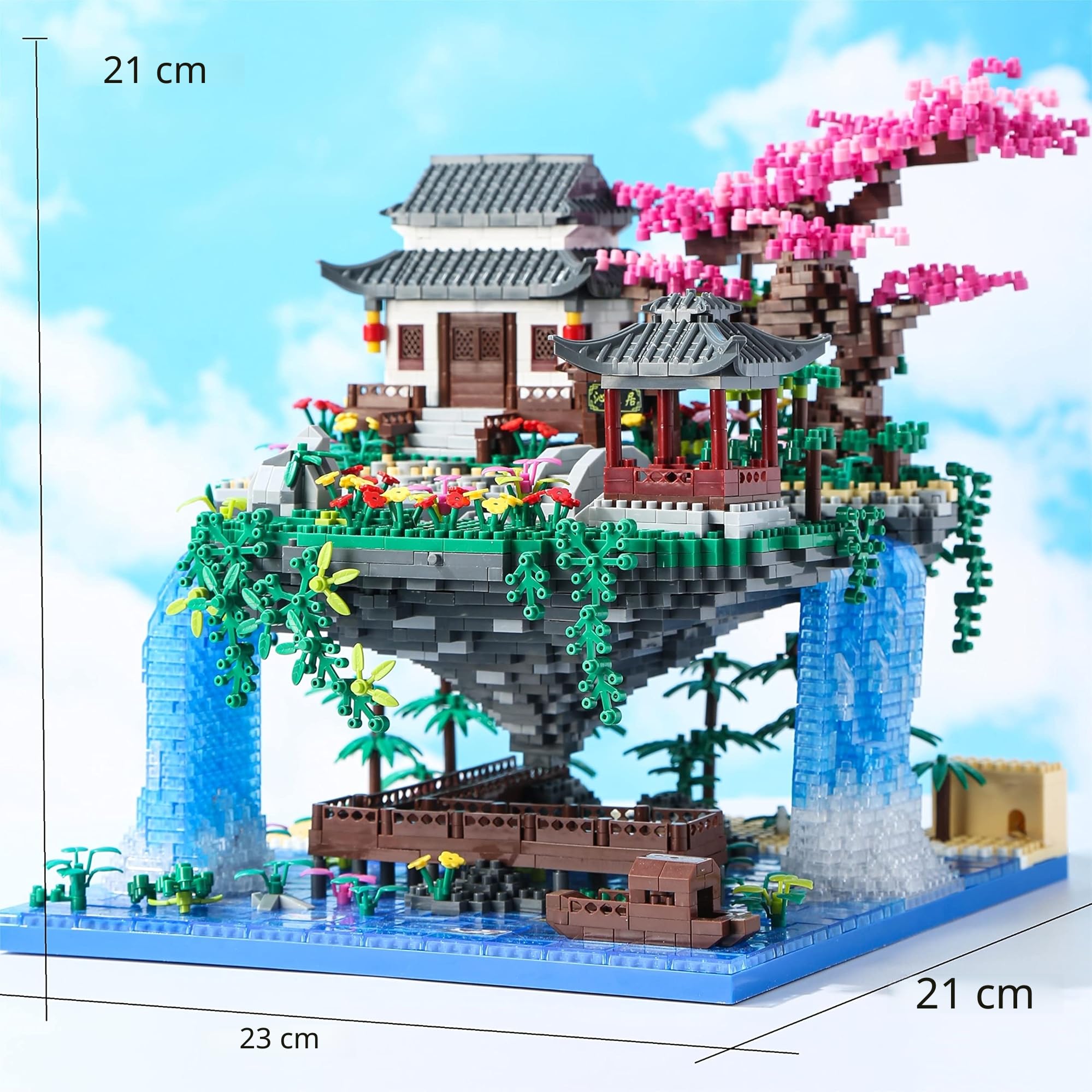Yushinv - Scatola di costruzione per fiori di ciliegio, musica originale (tipo: sinfonia), scatola di costruzione leggera per casa giapponese Sakura bonsai 3320 pezzi.