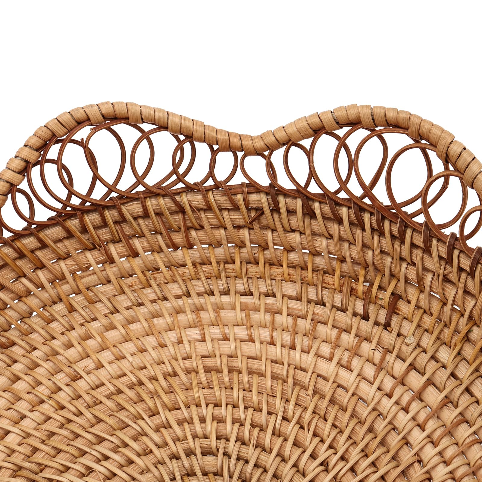 AMOLOLO 8 Inch Round Rattan Bowl Basket, Handmade Wicker Basket Tray With Scalloped Edge And 3"Deep Wall, Decorative Woven Dark Brown Bread Basket Fruit Bowl Key Holder Table Centerpiece, S - View #6