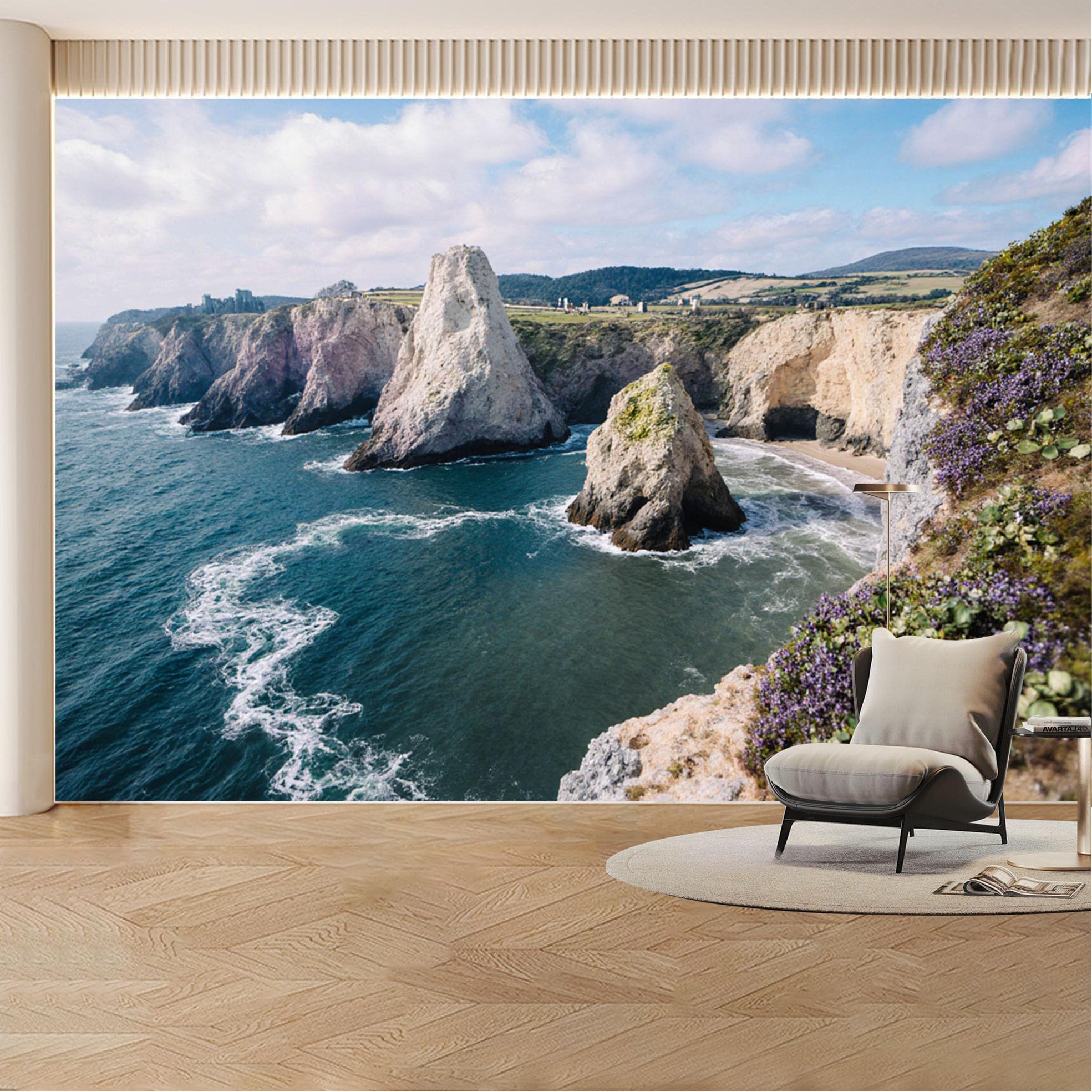 Custom Wall Mural Wallpaper Sea Cliff Ocean Landscape Nature Wall Decor Large Wall Art Coastal Scenic Modern Nordic Removable SelfAdhesive Large Photo for Living Room， Bedroom， Office
