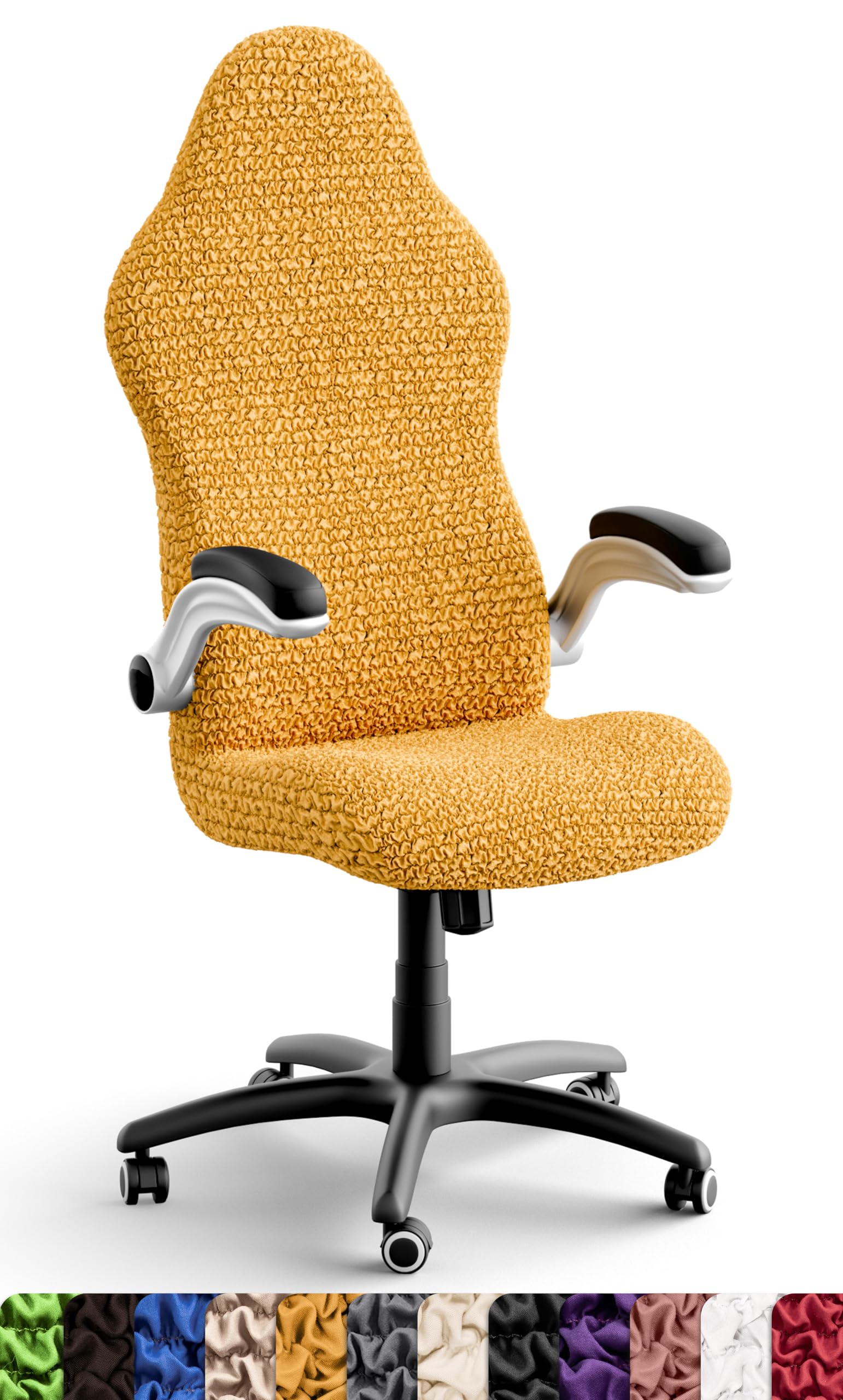Paulato By Ga.I.Co. Office Chair Slipcovers - 1-Piece Furniture Protector - Form Fit, Machine Washable -Microfibracollection - Mango Color