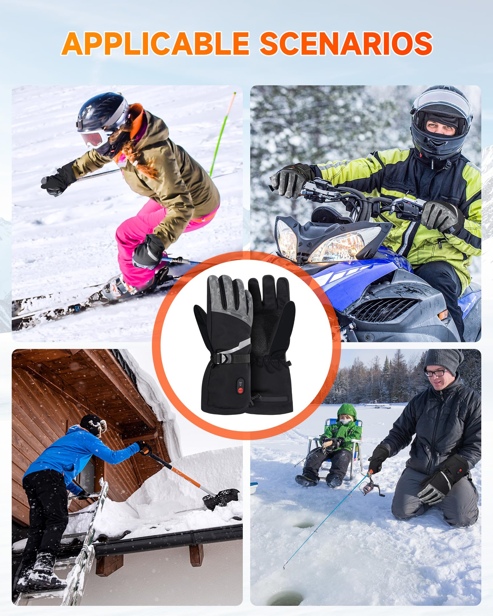 LAMA Beheizbare Handschuhe Skihandschuhe Herren Damen Winterhandschuhe für Motorradfahren Radfahren Skifahren