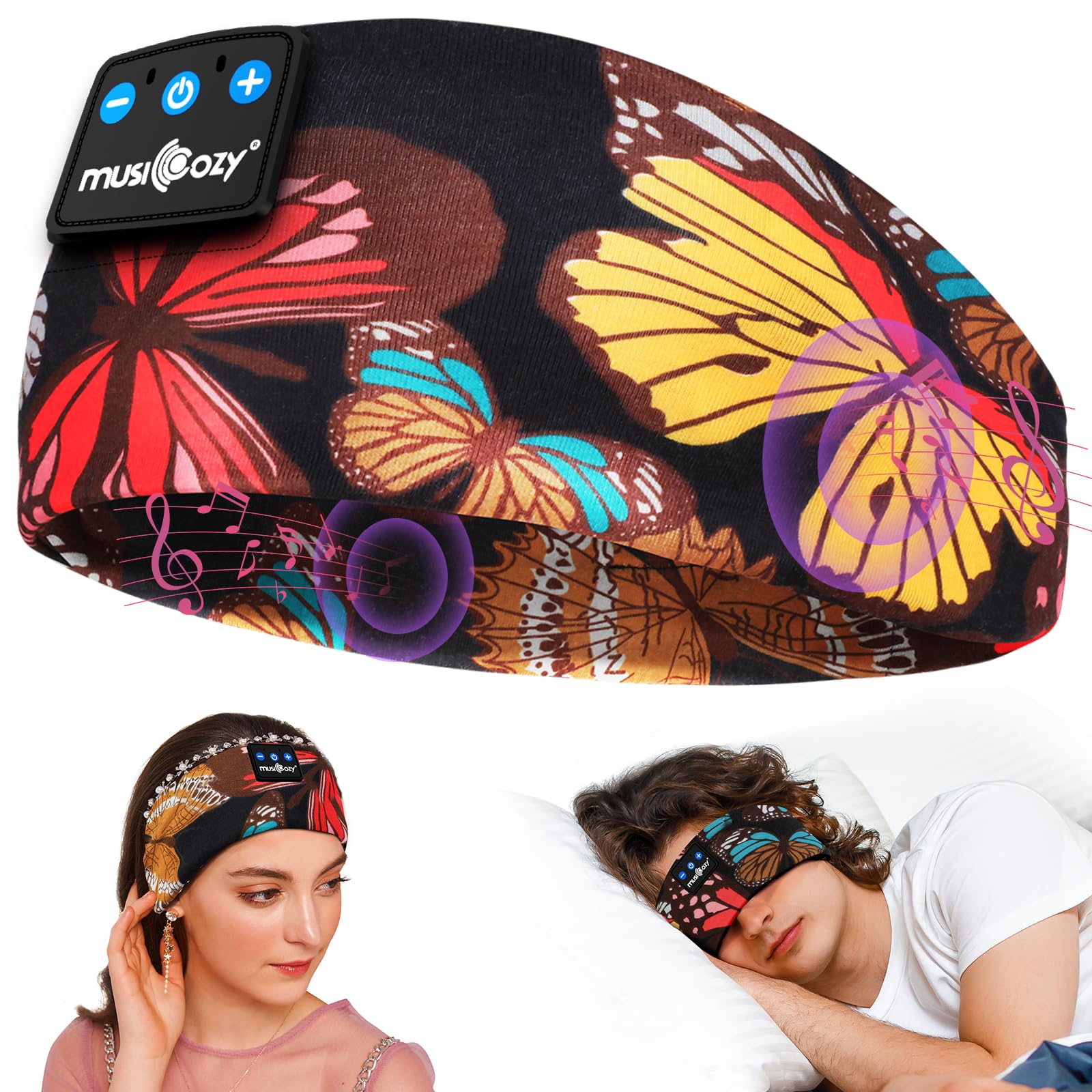 MUSICOZY Bluetooth 5.4 Schlafkopfhörer – Bequemes & ultraleichtes Stirnband mit Hi-Fi Klang, 14h Laufzeit, perfekt für Seitenschläfer, Reisen, Sport und Meditation