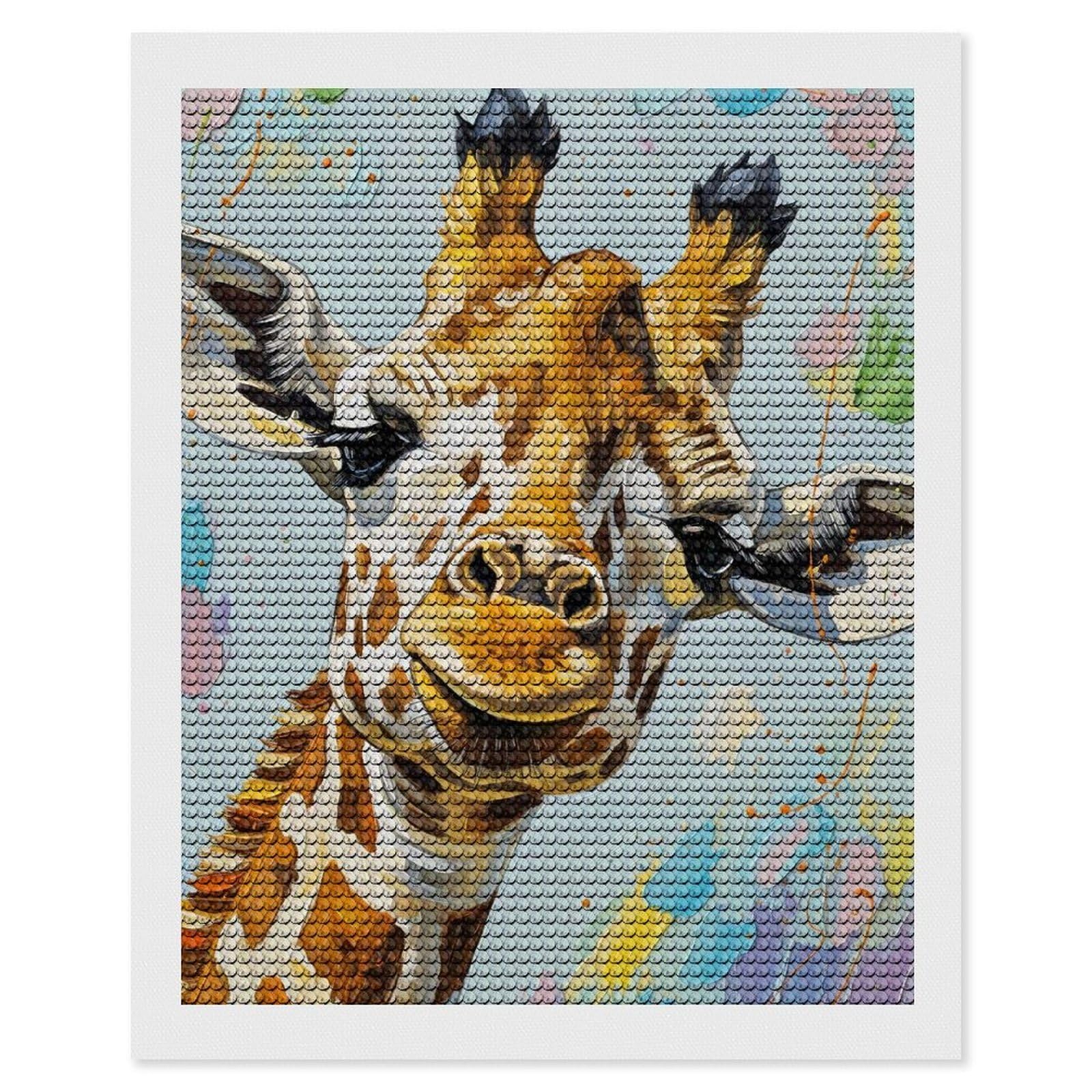 Junmoney Giraffe Portrait Painting Diamond Painting Canvas Kit 16"x20", for Teens, Vintage Style Decor, Modern Decor, Home Wall Art, Festive Craft Gift