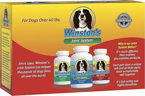 Winstons Joint System para perros medianos de 40 99 libras Suplemento alimenticio integral 100 natural para artritis displasia de cadera y