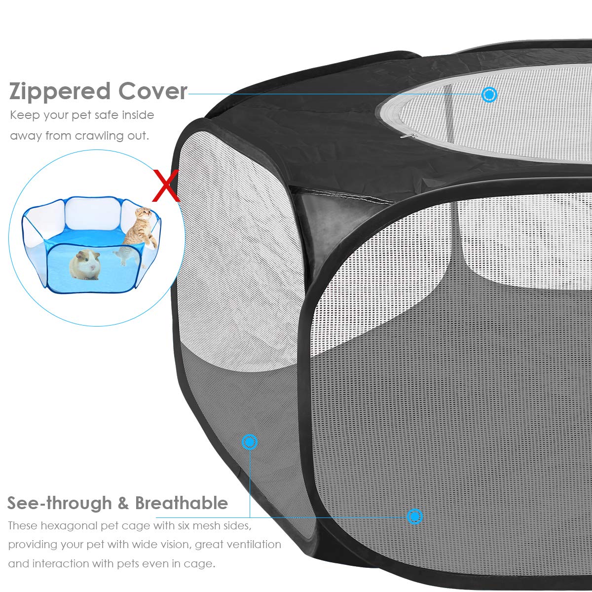 Corralito para Mascotas Fondo Impermeable Portátil Plegable Pequeña Jaula de Cerca de Animales Tienda con Cubierta con Cremallera para Hamster Chinchillas Cobayas