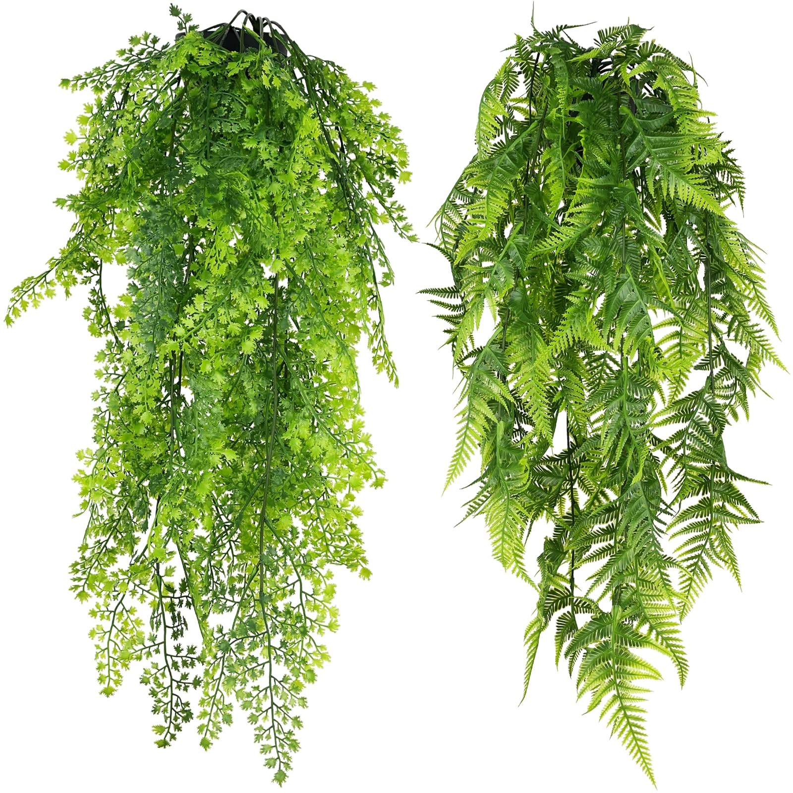 DCECDWD Artificial Fern Hanging Plant, 4 Pack Fake Plants, 31.5” Hanging Plant Greenery for Wall House Room Shelf Indoor Outdoor Decor (No Pot)
