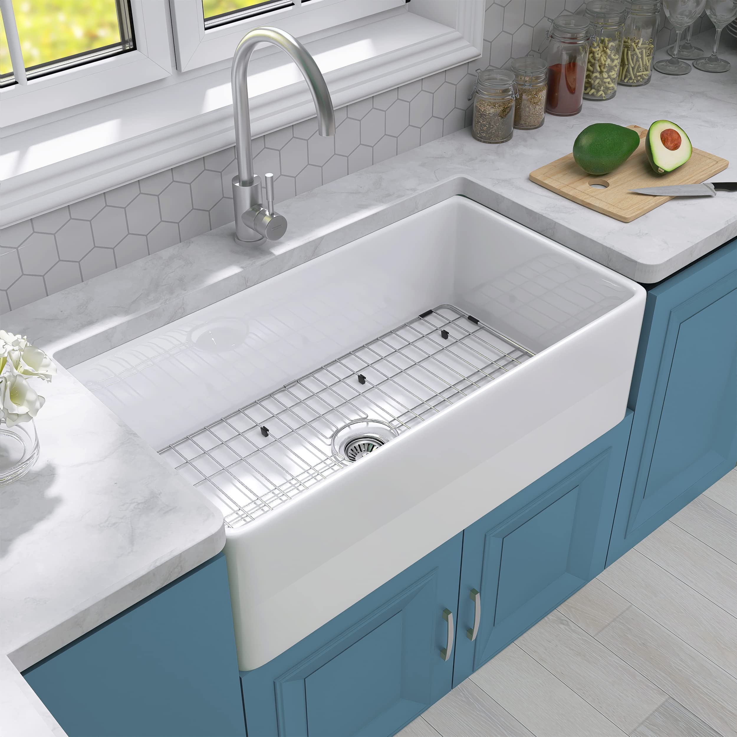 Buy GETPRO 33 Inch Farmhouse Sink Classic Fireclay White Farmhouse