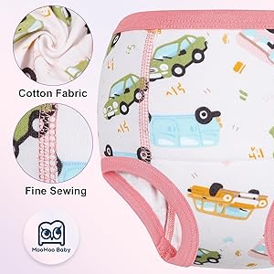 MooMoo Baby Potty Training Pants 6 Packs Absorbent Training Underwear for Boys and Girls Cotton Pee Pants 2T-9T (Purple(Pack of 6), 9T)