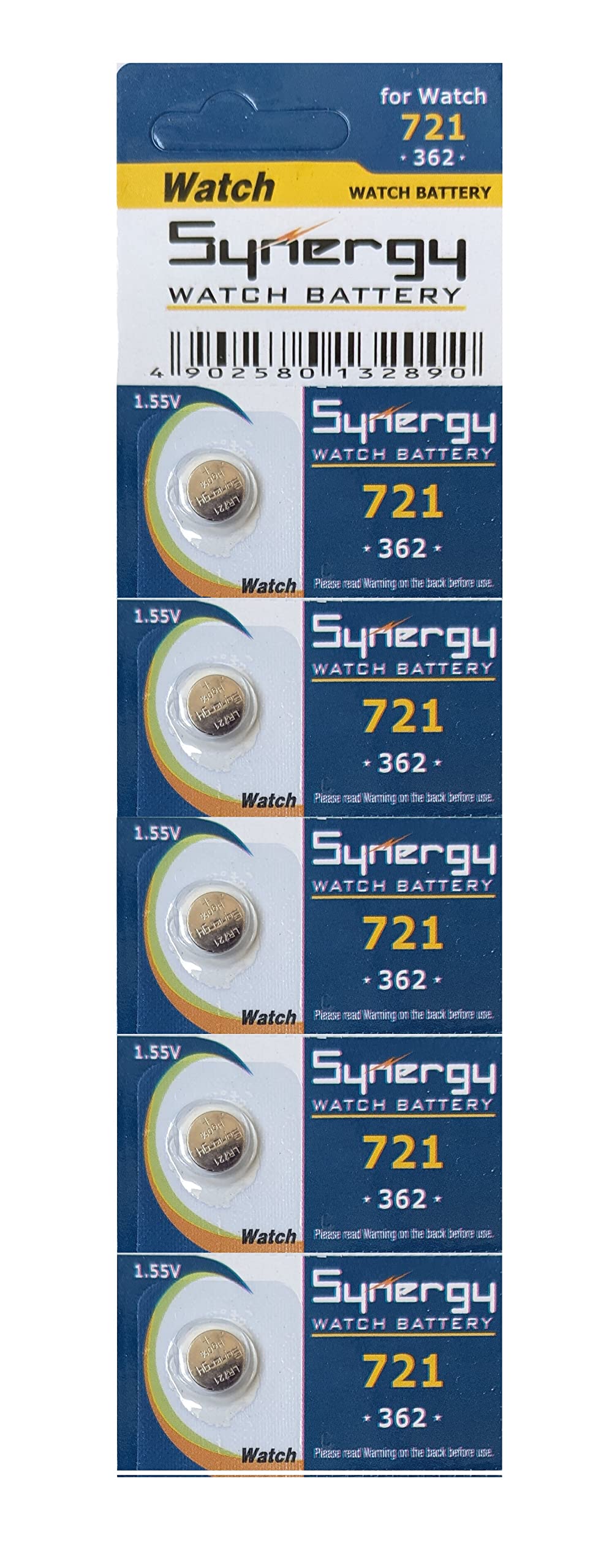 Synergy 721 (362) LR721 1.55V Alkaline Wrist Watch Batteries (Pack of 5 Batteries)