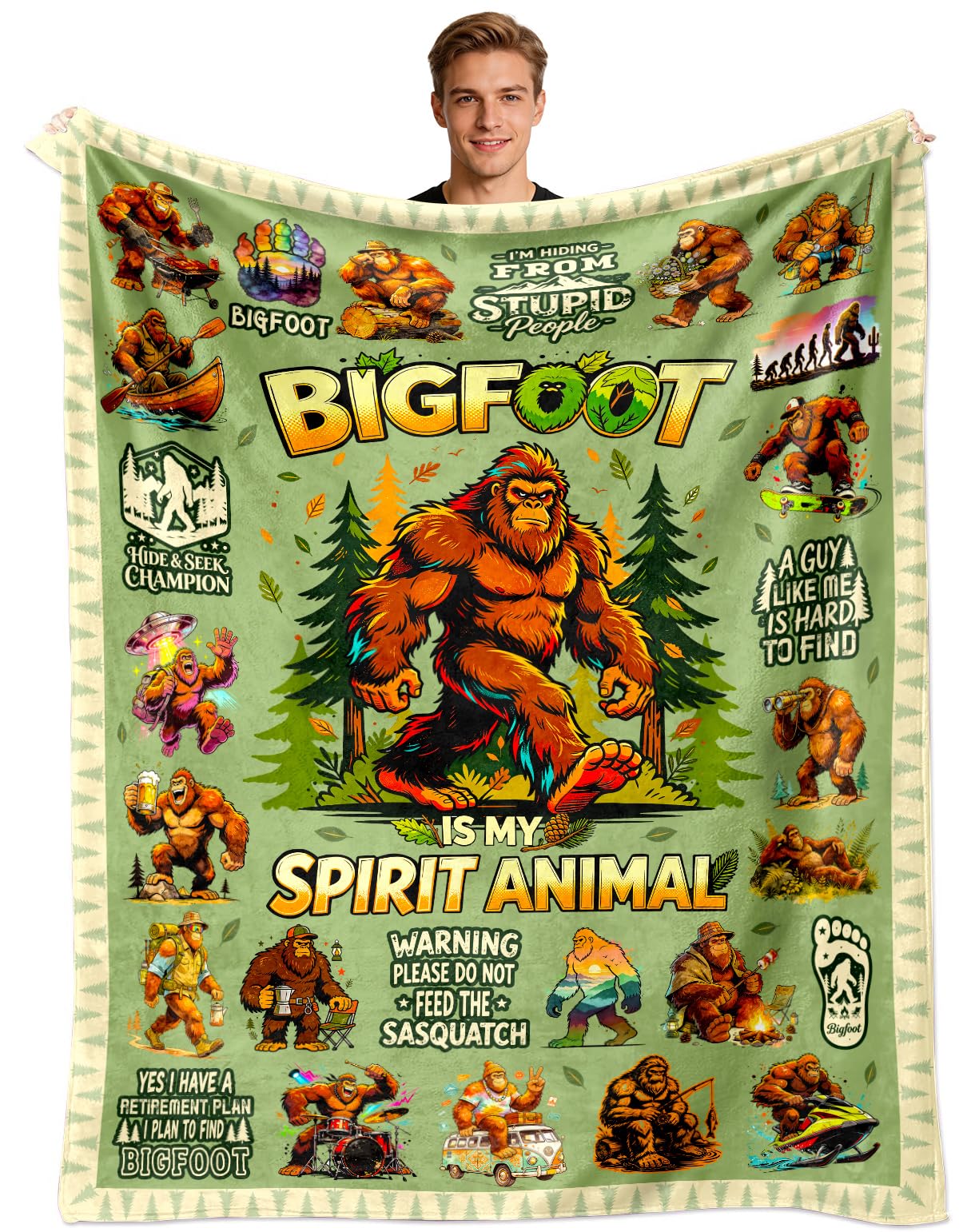 Jeambromi Bigfoot Sasquatch Blanket Gifts for Women Men Big Foot Throw Blanket Birthday Stuff Bigfoot Gifts Bedding Decor 50"x40"