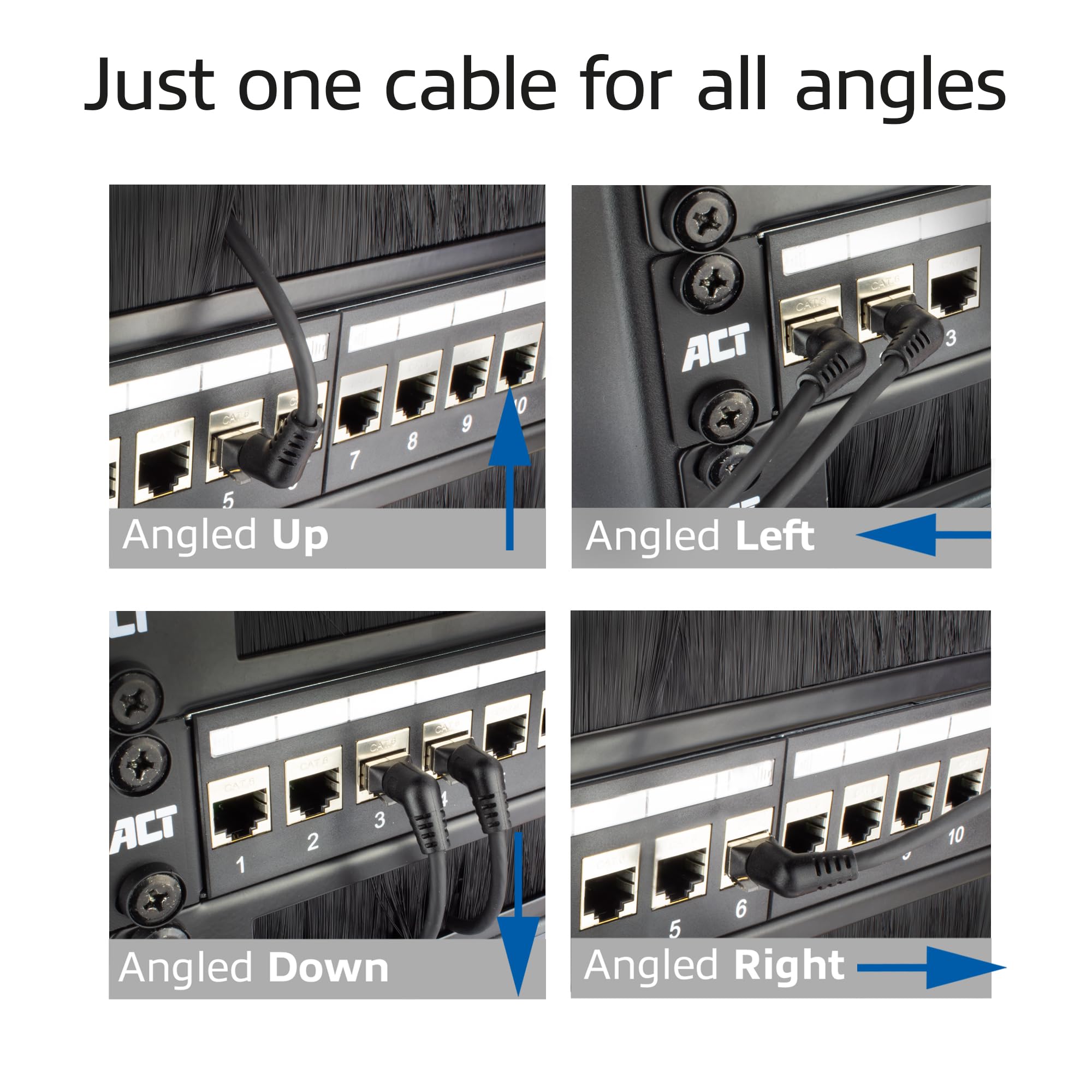 ACT CAT6A kabel U/FTP, kabel sieciowy obracany o 360 stopni, kabel LAN cienko wygięty, 2 m