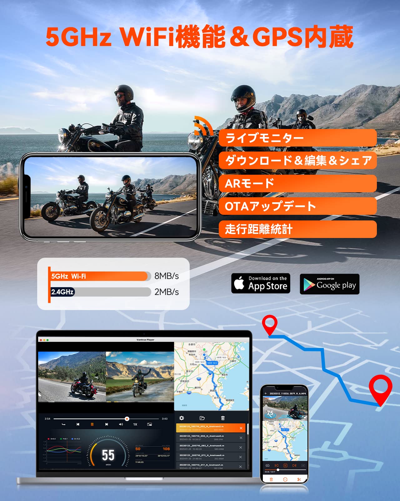 Amazon.co.jp: 業界初4K画質 バイク ドライブレコーダー 前後カメラ 4K 