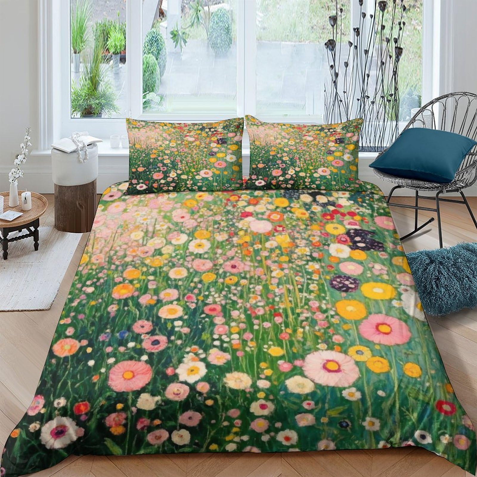 Ctjqhvkz Style-5 3D Printed Wild Flower Meadow Fitted Sheet Microfiber Soft Floral Bed Cover For Bedroom Guest Room Decor Single（135X200cm）