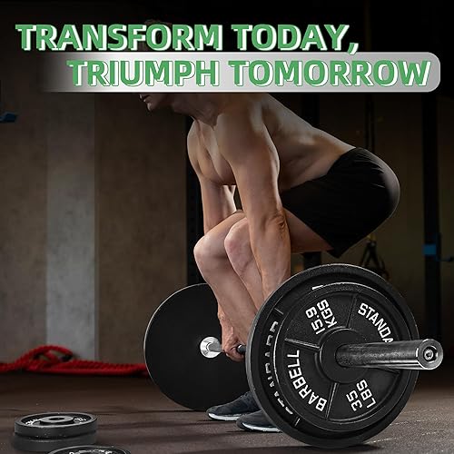 Miniatura 7 de Fitvids - Disco de pesas de hierro fundido olímpico de 2 pulgadas para entrenamientos de fuerza y levantamiento de pesas, varios tamaños