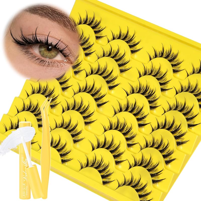Veleasha Kit de cílios postiços estilo mangá pontiagudo com 14 pares