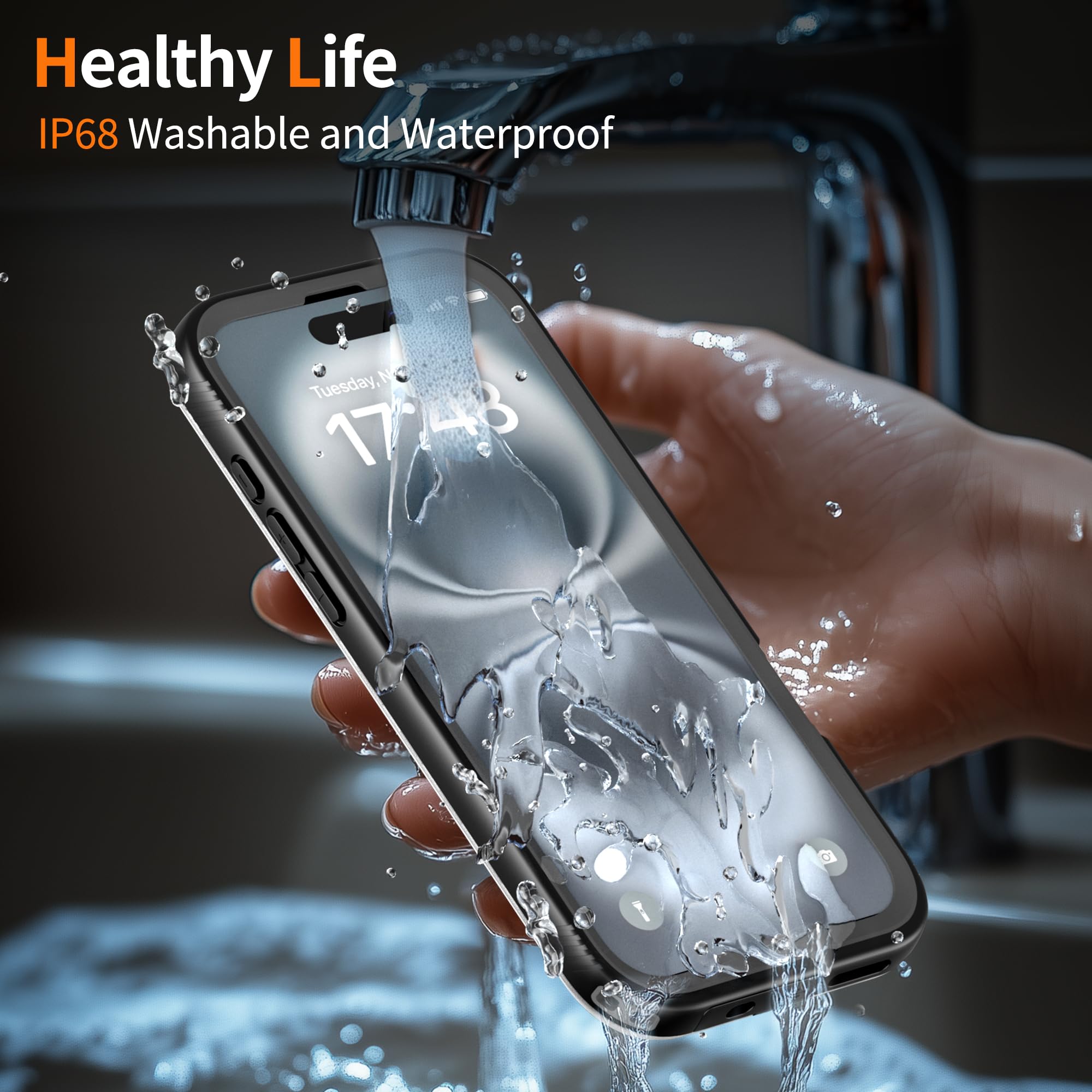Cozycase Ultra Resistente Cover Per iPhone 13 Impermeabile Antiurto IP68 Subacquea Antipolvere 360 Gradi Completa integrale Militare Rigida Rugged Custodia Anti Urto Waterproof Doppia Case Trasparente