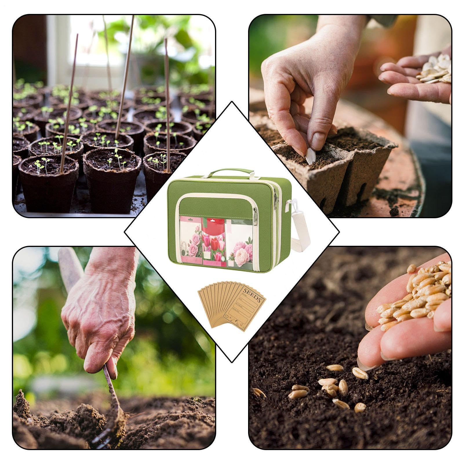 Organizador de Almacenamiento para Siembra Bolsa Portátil Reutilizable Con | Almacenamiento Recolector de Semillas Para Jardinería Plantación De Flores Hogar Granja Invernadero