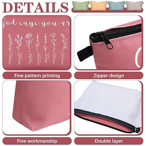 Miniatura 10 de Bolsa de maquillaje con versículos bíblicos inspiradores de 12 estilos bolsa de aseo para mujeres y niñas bolsa de cosméticos con cremallera y