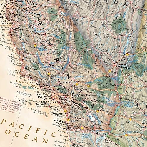 Miniatura 4 de 3 paneles - Mapa de viaje pinnable ejecutivo de National Geographic de EE. UU