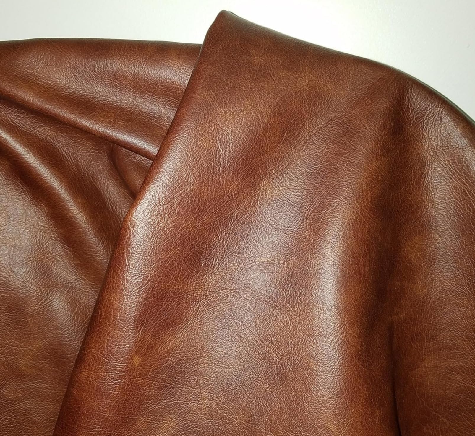 NAT Leathers Brown Cognac Weekender Two Tone Soft Upholstery Chap Cowhide Genuine Leather Hide Skin 30 inch x 30 inch Cut (30" x 30 ")
