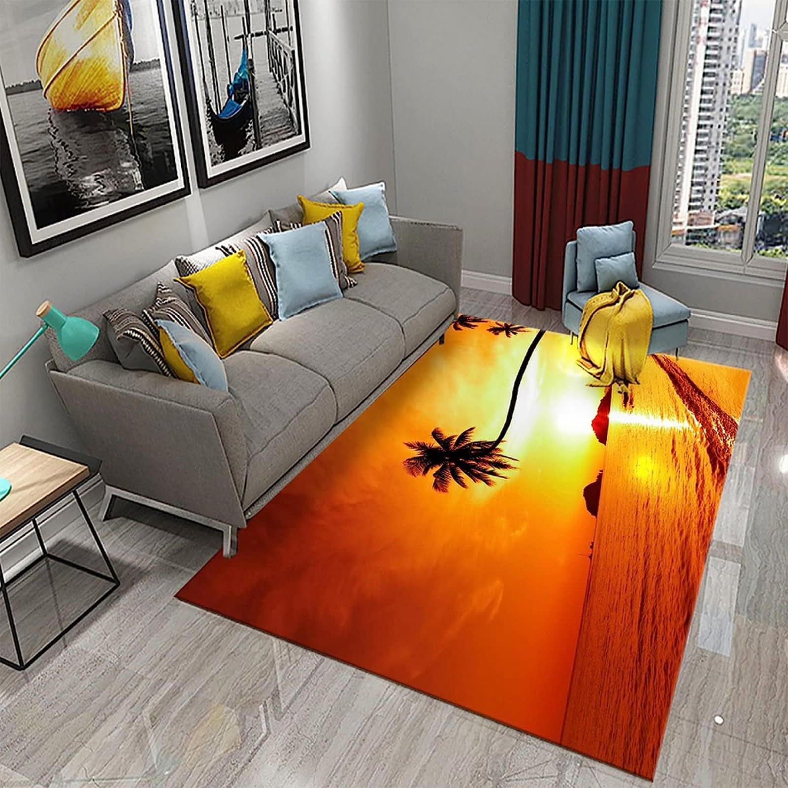 Tapis doux au toucher paysage de nature pour un salon chaleureux