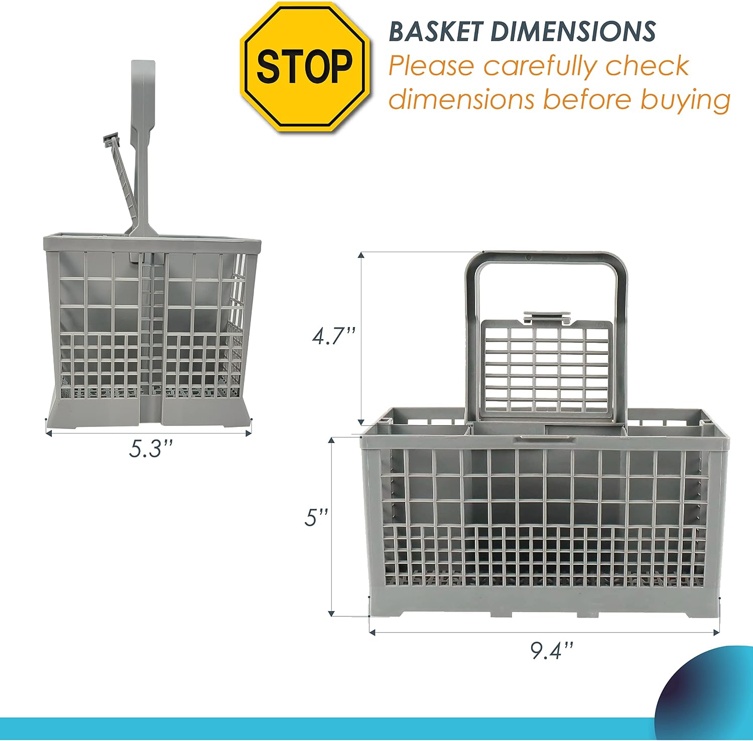 Dishwasher Cutlery Basket fits Most Brands (9.5 x 5.4 x 4.8 inches)- Utensil Organizer Caddy Fits Most Dishwashers (LP54)