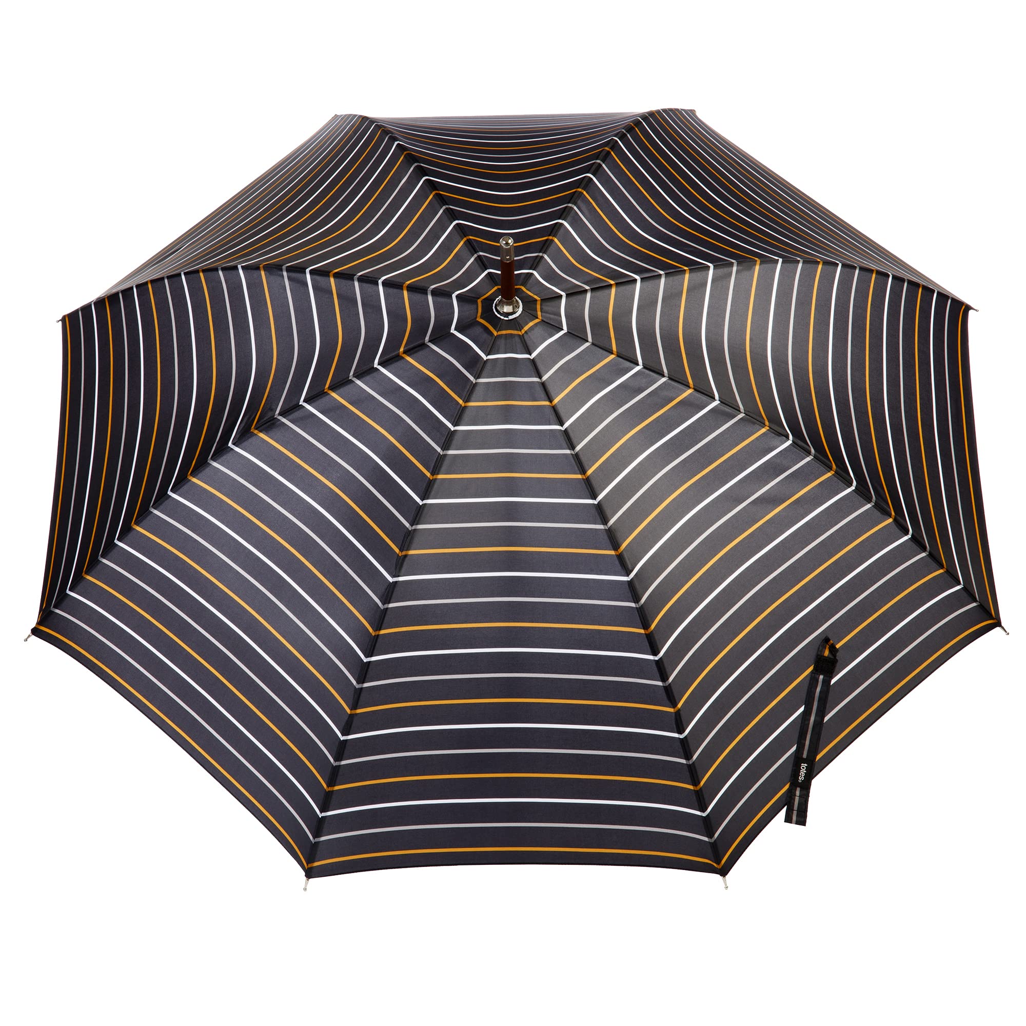 Totes Eco Auto Open Wooden Handle J Stick Umbrella