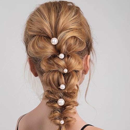 Miniatura 6 de OIIKI 12 horquillas para el pelo de perlas, pinzas para el pelo de perlas, 3 tamaños, pasadores de pelo de perlas, pasadores decorativos de boda,