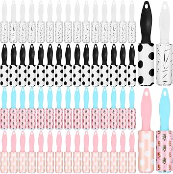 60 Pcs Mini Lint Roller for Travel, Small Lint Roller Travel Size with 30 Sheets Each, Compact & Portable for Pet Hair, Clothes, Furniture, Car Interior, 5.9 x 1.18 inches