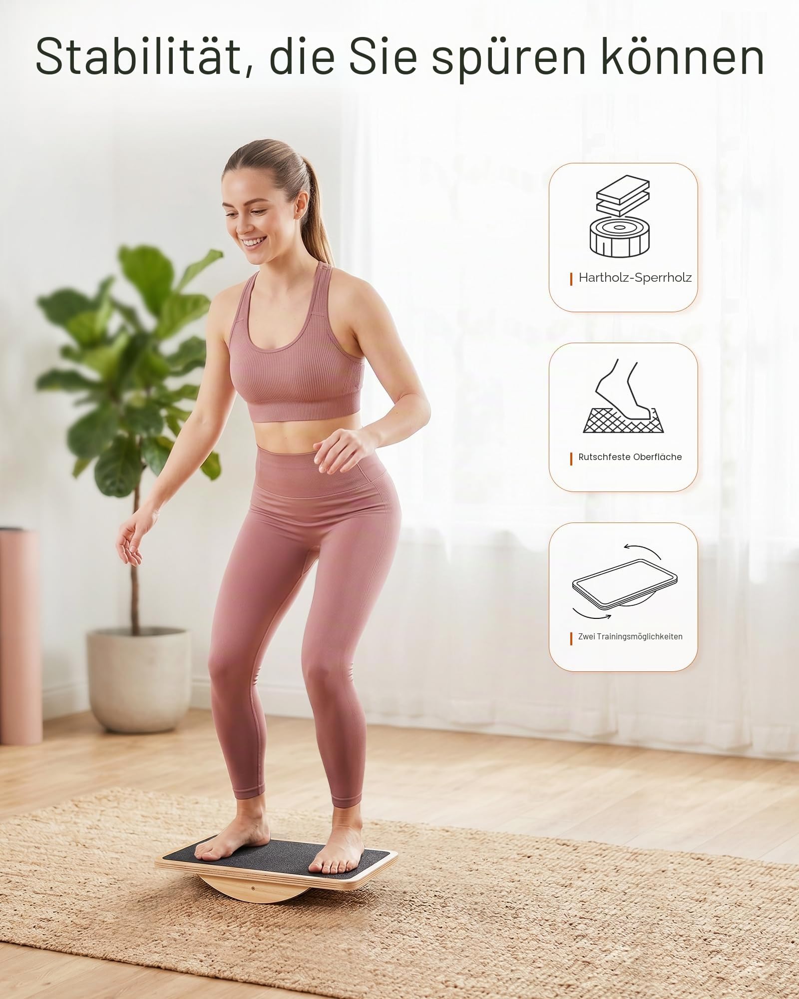 StrongTek Professional Wooden Balance Board, Rocker Board, Wood Standing Desk Accessory, Balancing Board for Under Desk, Anti Slip Roller, Core Strength, Stability, Office Balance Boards
