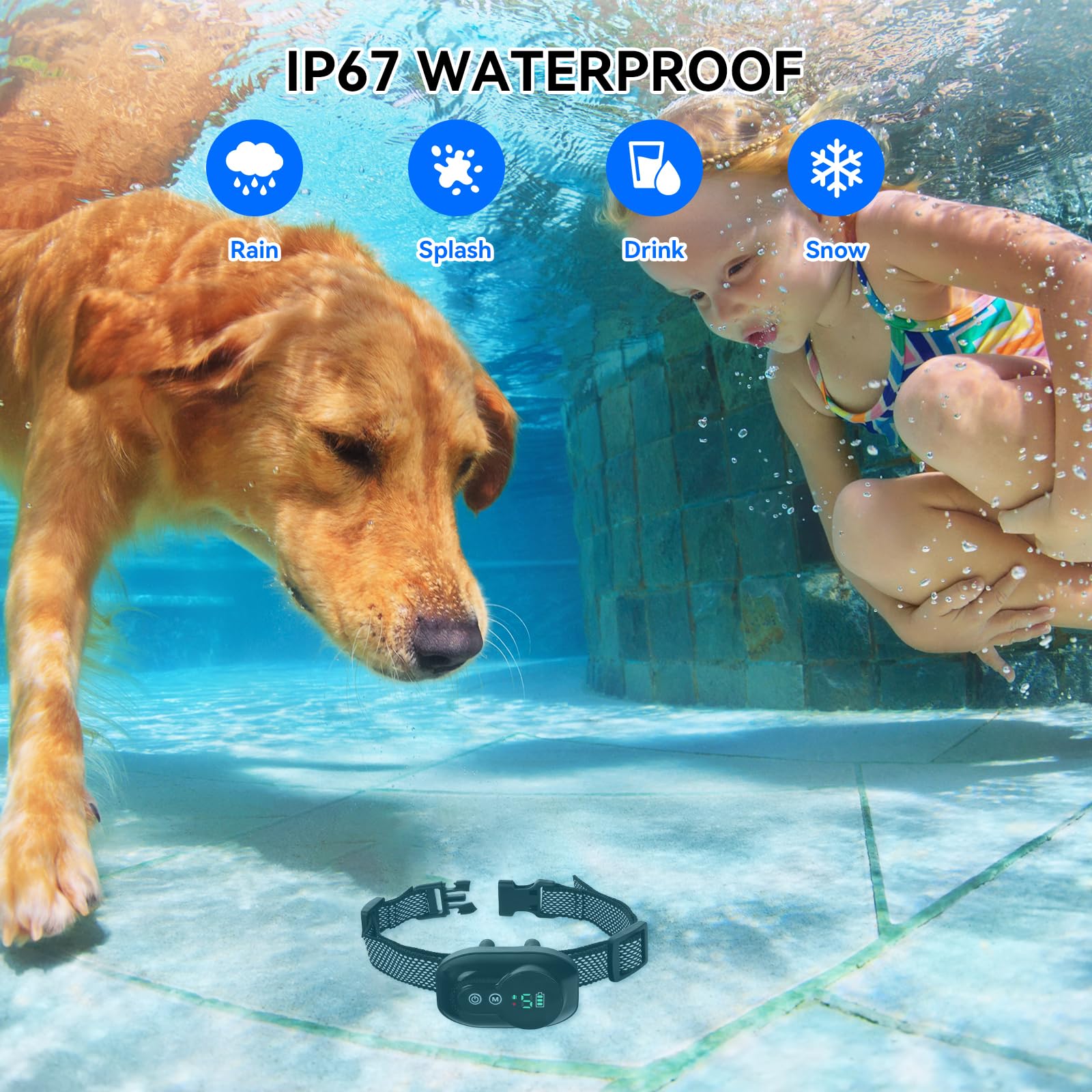 Collar Antiladridos Perros Recargable - Collar Vibración Perros con Sensibilidad Ajustables, Impermeable IP67 Collar Automático Eficaz y Cómodo Antiladridos para Perro Pequeño/Mediano/Grande