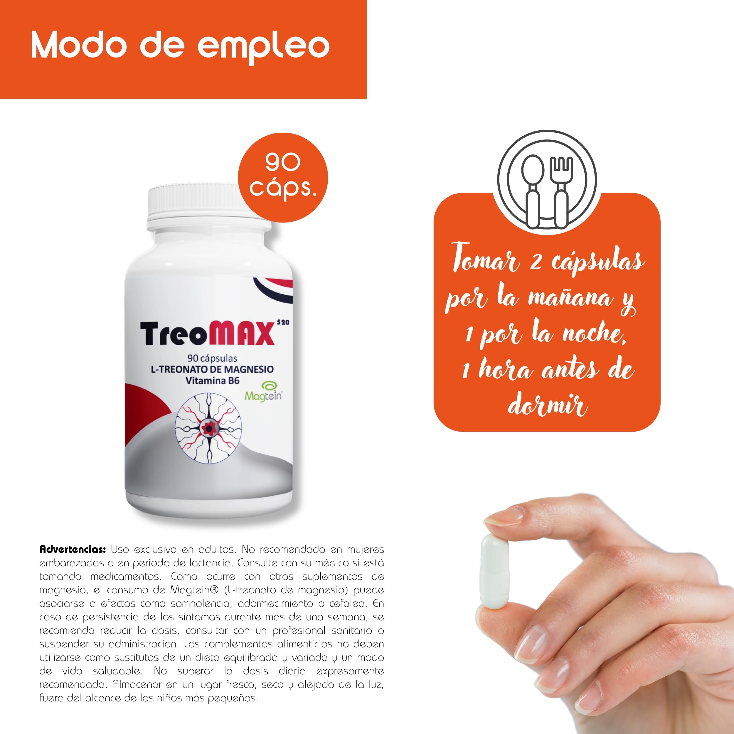 TreoMAX de Margan Biotech, 90 cápsulas | Treonato de Magnesio | Vitamina B6 | Complemento Alimenticio Para la Salud Cognitiva | Patente Magtein a dosis funcional + B6