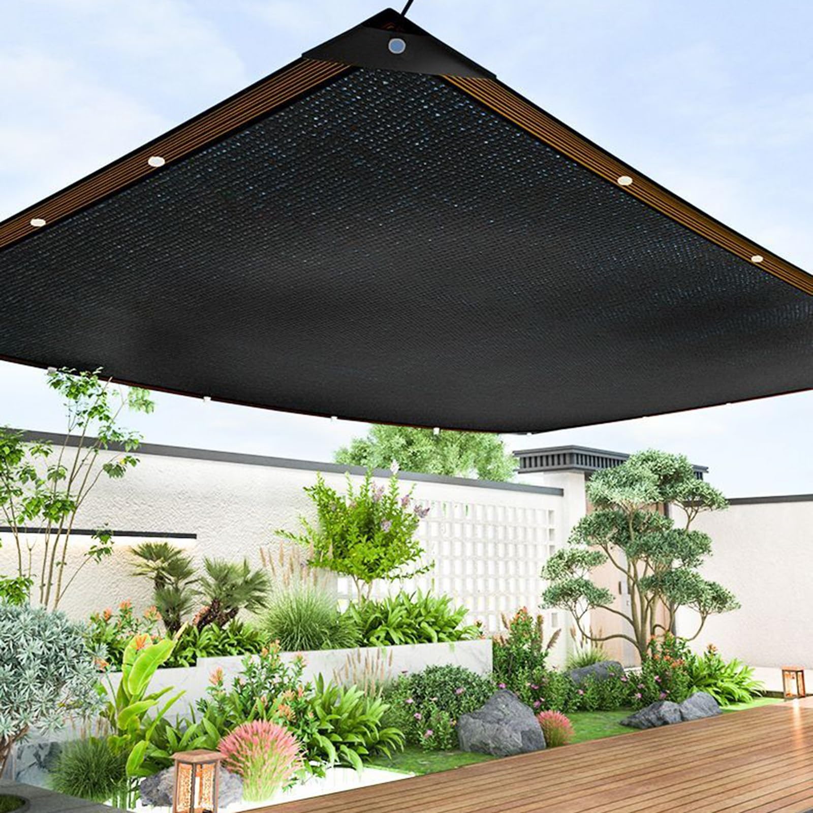 Filet d'ombrage HDPE noir pour créer de la fraîcheur sur la terrasse