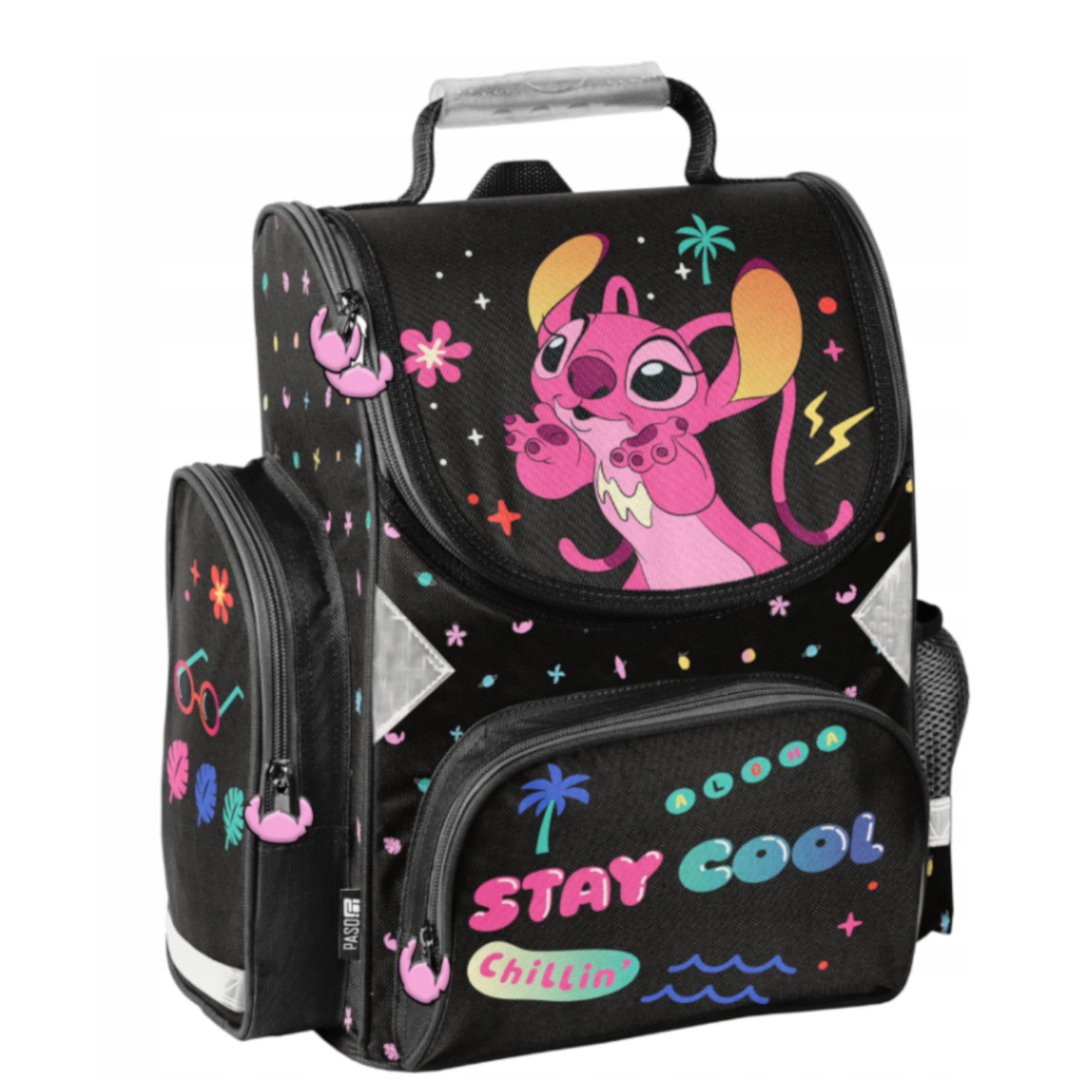 PASO- Schulranzen für Jungen und Mädchen, 3/5/7/14er-Set - Schul-Rucksack für Kinder mit Federmäppchen - Schuhbeutel - Stitch Motiv- 1-3 Klasse