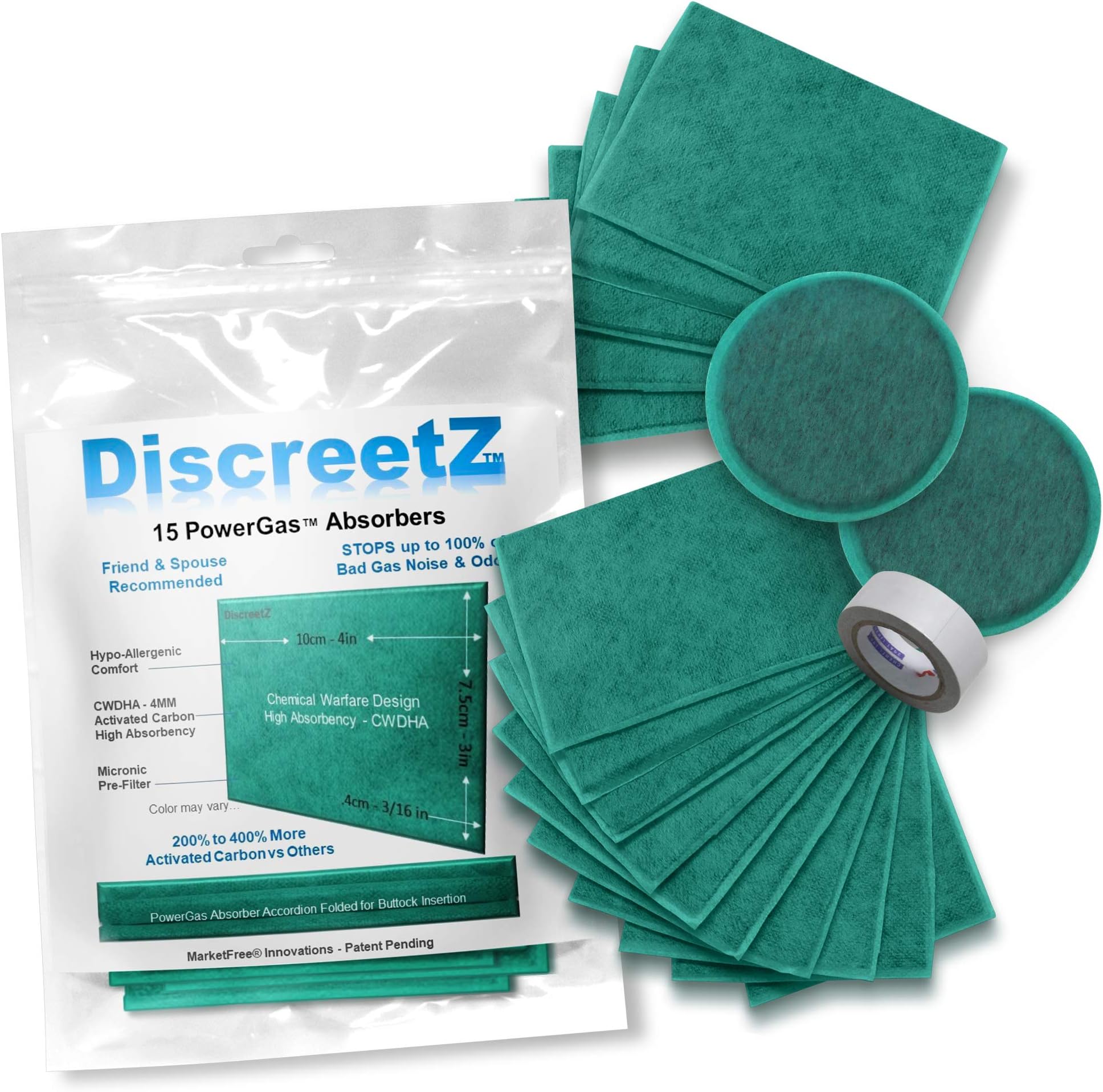 High Absorption Flatulence Eliminators! End Odor & Noise up to 100%! No Flatulence Embarrassment from Diet, Irritable Bowel Syndrome IBS, Diverticulitis, Colitis, Crohns, IBD & Leaky Gut P-15