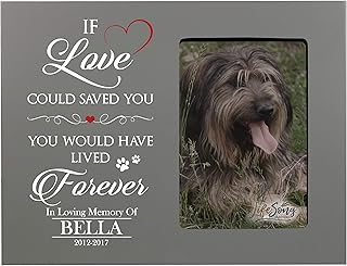 LifeSong Milestones If Love Could Memory Dog Picture Frame - Personalized Pet Memorial Gifts - Memory Sympathy Gifts for 4x6 Photo - Frame Measures 8â€ x 10â€ (Grey)