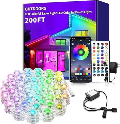 Miniatura 8 de Luces permanentes para exteriores de 100 pies, luces de alero RGB, modos de escena de bricolaje IP68 impermeable debajo de la iluminación del alero