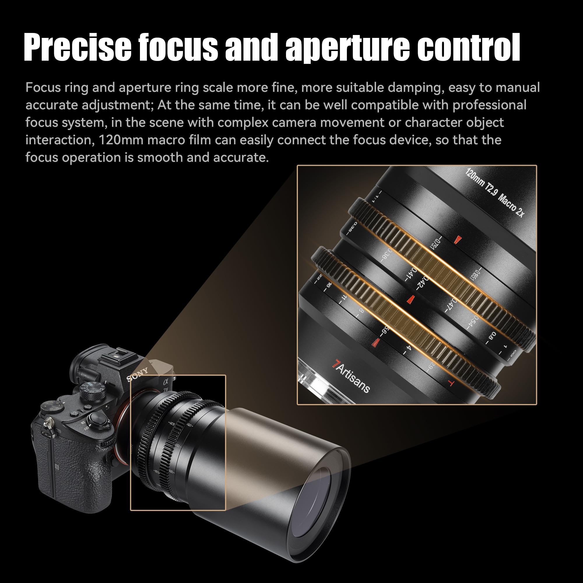 7artisans Obiektyw Cine 120 mm T2.9 MACRO 2X, ręczna stała ostrość Cine obiektyw kompatybilny z Leica Panasonic L Mount S1 S5 S9 Serise DC-S1H, DC-S5M2, LUMIX S9