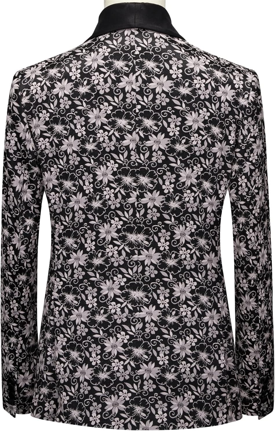 Mens Suits Slim Fit 3 Piece Tuxedo Suit Set for Prom Party Wedding Dress Floral Jacquard Jacket Vest Pants Formal Suit for Men Homecoming Outfit