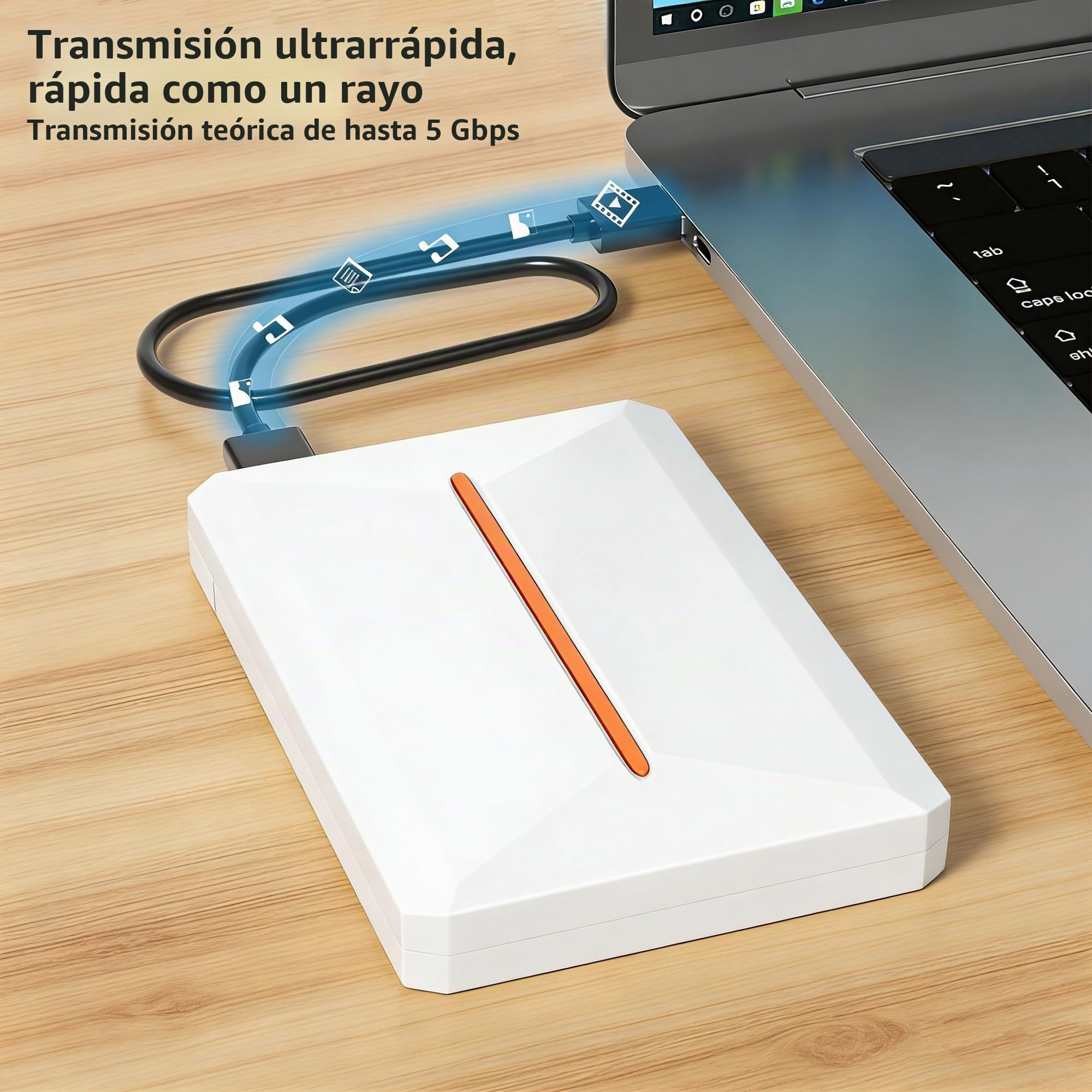 Unidad externa de estado sólido de 2 TB de alta velocidad, disco duro externo portátil delgado de hasta 5 Gbps, USB 3.0, Plug and Play, compatible con discos duros SATA de 2.5 pulgadas