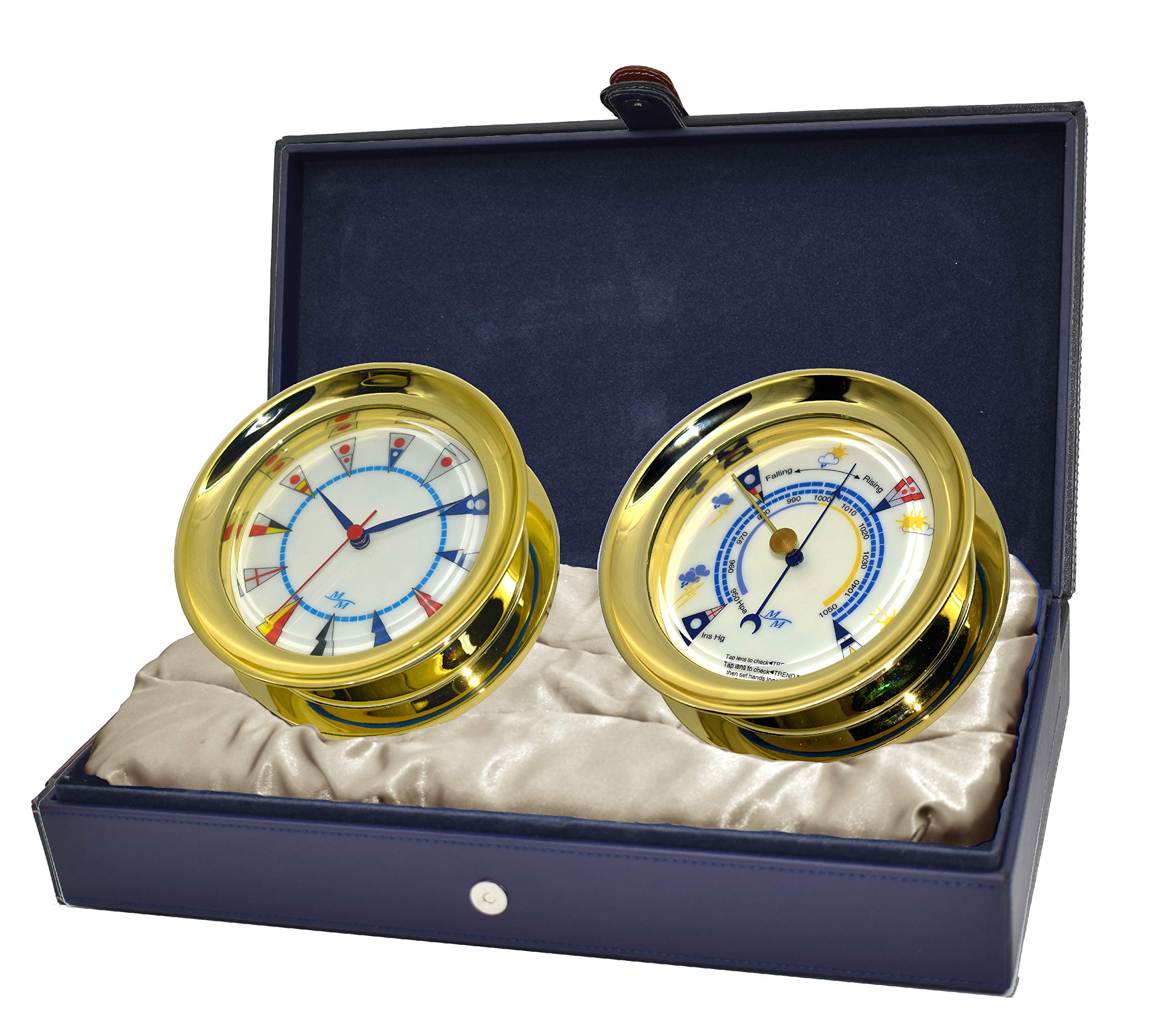Baromètre de 14,9 cm de diamètre et horloge marine pour sublimer un bureau de capitaine