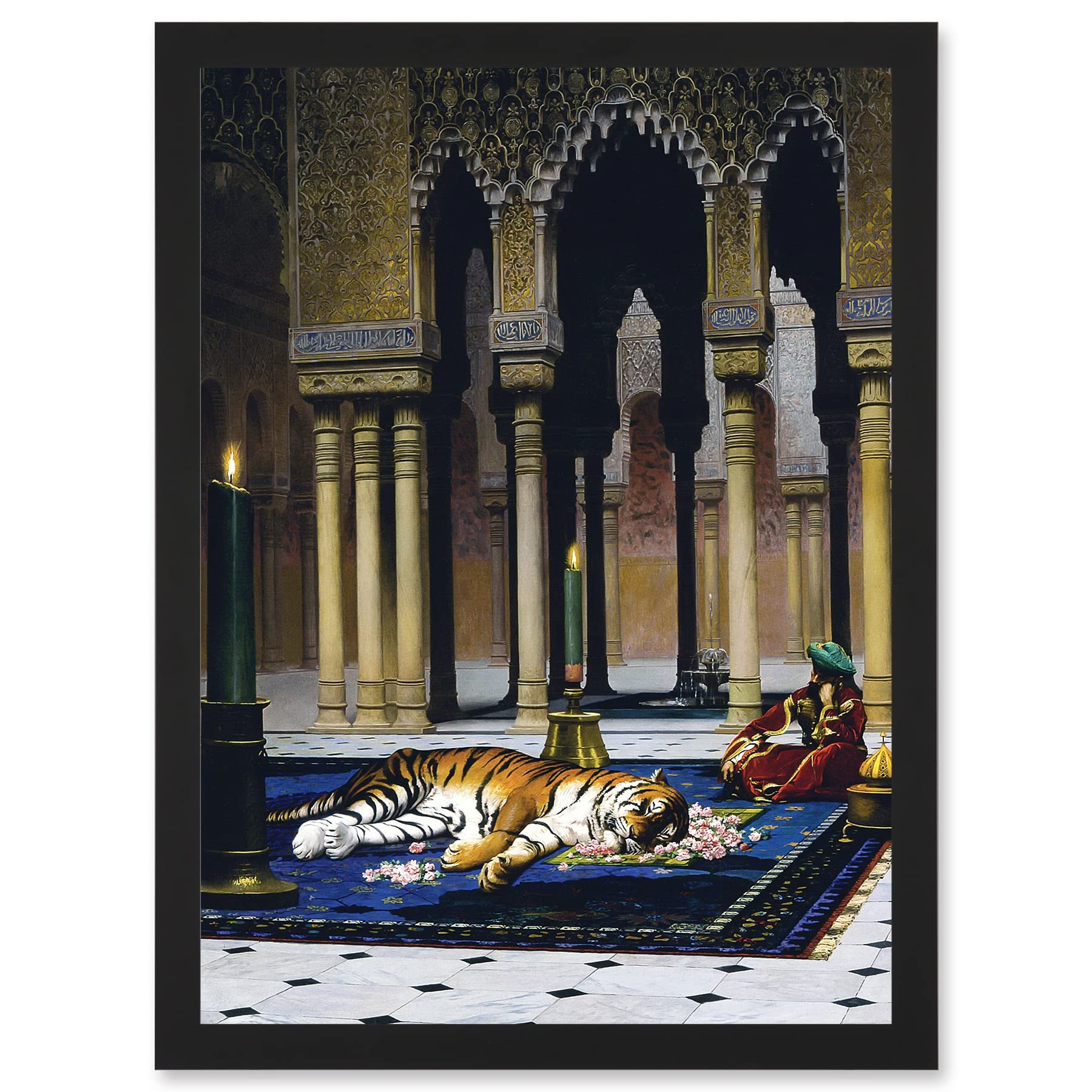Artery8 Gerome Grief Of The Pasha Mourning Tiger Painting Artwork Framed A3 Wall Art Print