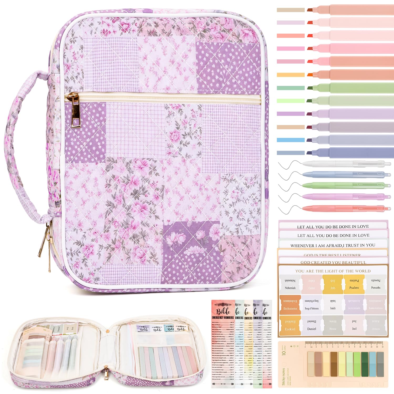 Bible Cover Case for Women Bible Bag w/Handles Bible Study Supplies
