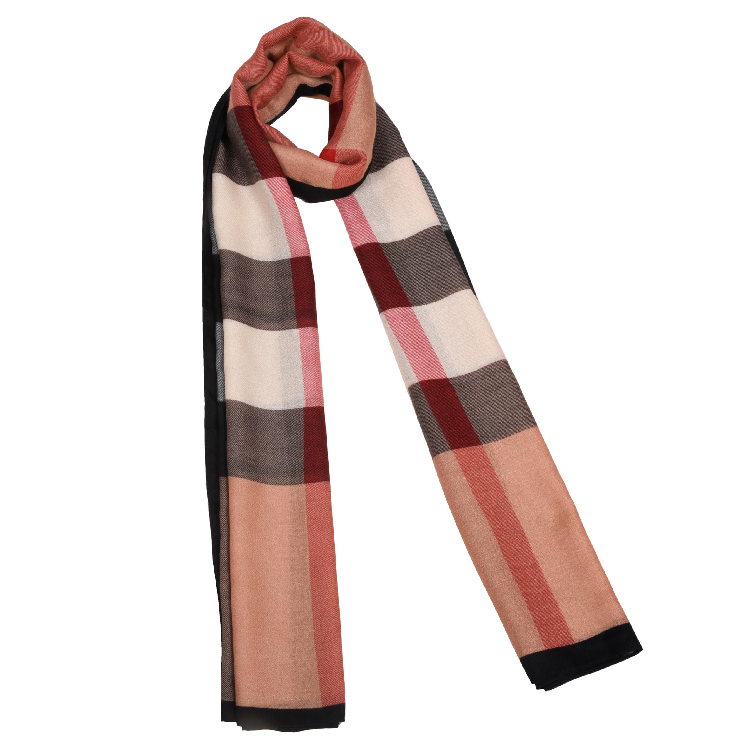 moru Osaka Classic Women’s Heritage Check Scarf | Lightweight Plaid Stole with Beige, Peach & Brown Blocks | Soft Wrap Fashion Accessory for All Seasons-picture-10