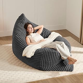 3-in-1 Giant Bean Bag Chair - Convertible Dark Grey