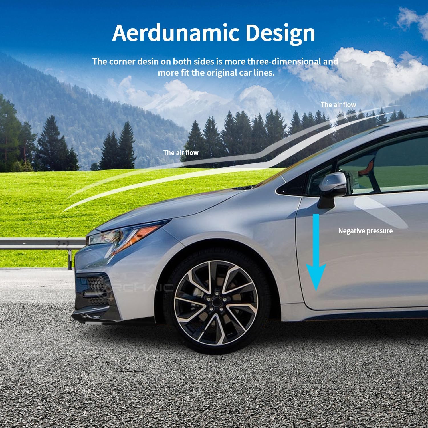 Archaic Front Bumper Lip Spoiler Compatible for 2020-2025 Toyota Corolla 4 Door Sedan [SE/XSE/Nightshade],Splitter Under Chin Spoiler Body Kit Corolla Accessories（NOT Fit LE Or XLE Model.）