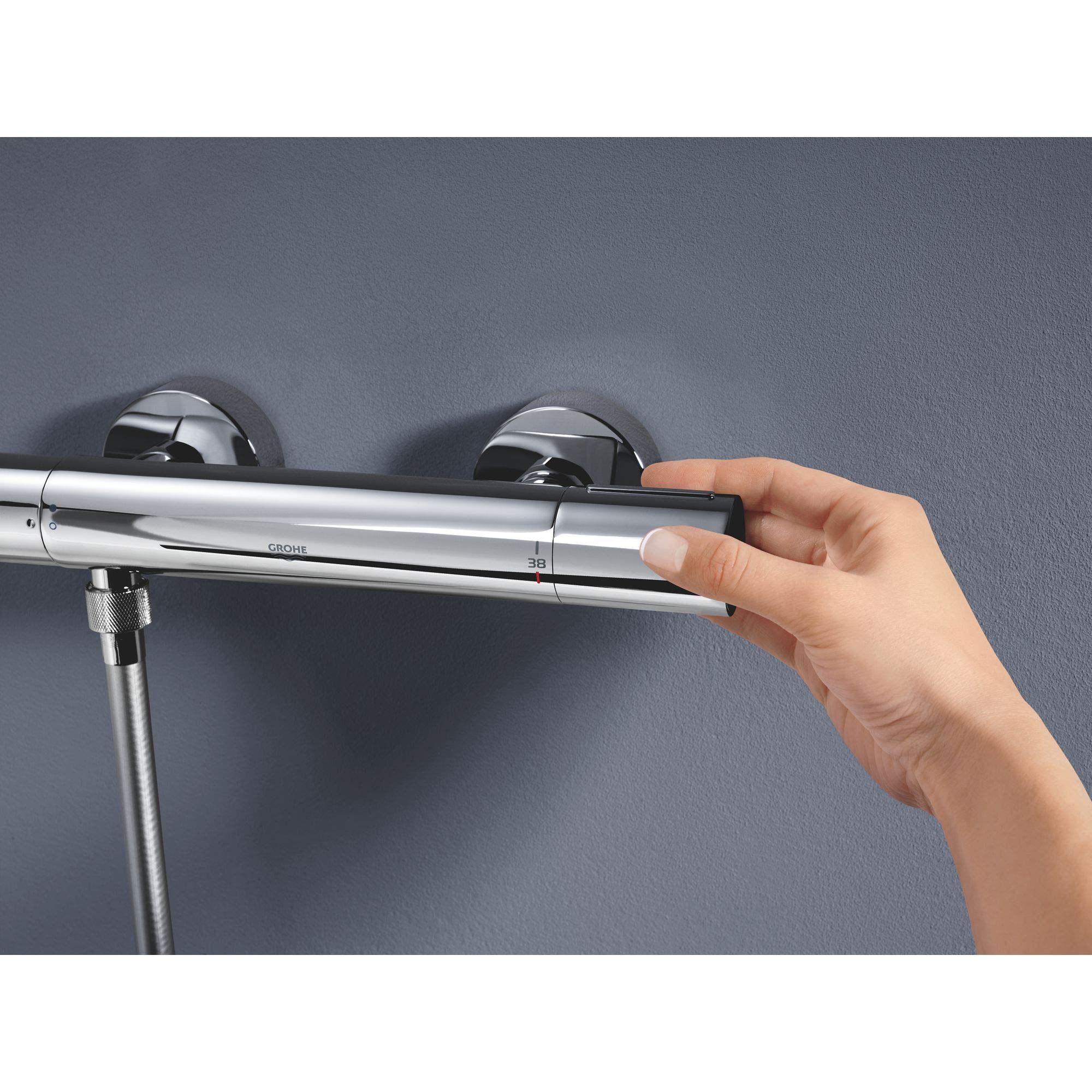 GROHE QUICKFIX, Precision Get, Miscelatore termostatico per doccia, con tecnologia Water Saving, blocco sicurezza 38°, Cromo, 34773000