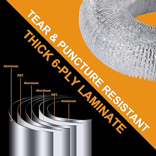 Miniatura 2 de Manguera flexible de conducto de escape de secadora de 4 pulgadas, resistente de 3 pies para espacios reducidos, kit de conductos de papel de